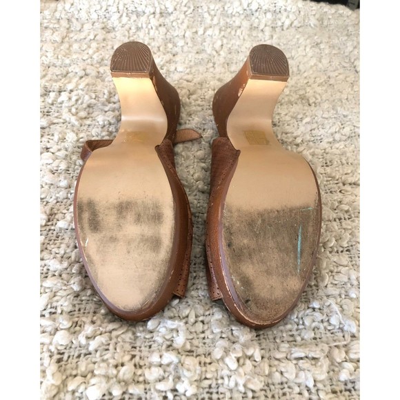 RARE Vtg Jeffery Campbell Handmade Cognac Leather Peep Toe Slingback Heels 9 - Picture 11 of 12